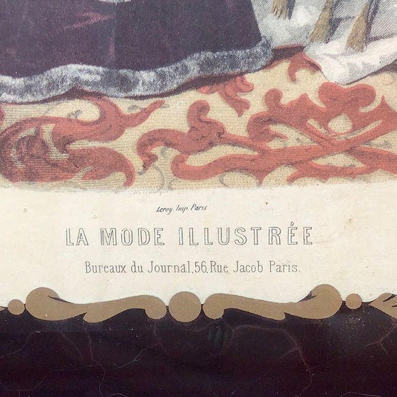 2 LA MODE ILLUSTREE pictures. Mahogany colored framed with Gold accents. #9208 - Picture 3 of 6